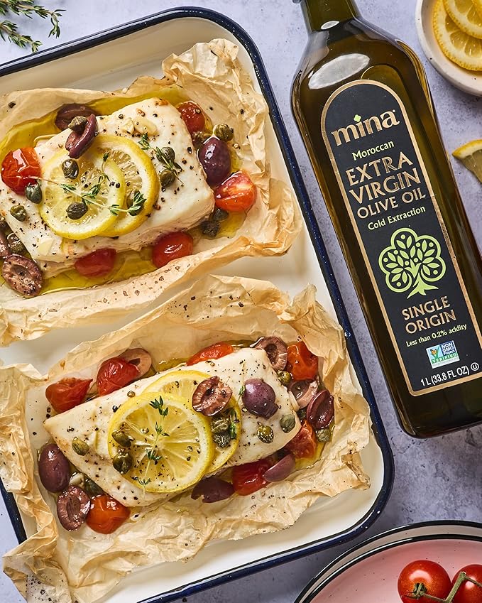 Mina Olive Oil Extra Virgin 169 Fl Oz, New Harvest, Polyphenol Rich Olive Oil for Cooking, Moroccan