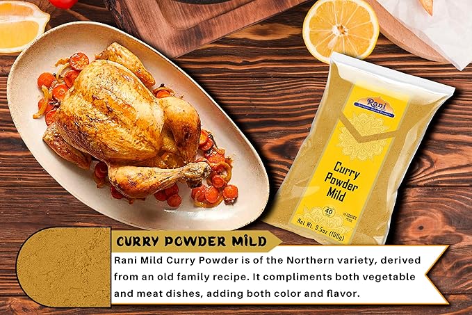 Rani Curry Powder Mild (10-Spice Authentic Indian Blend) 3.5oz (100g) ~ All Natural | Salt-Free |