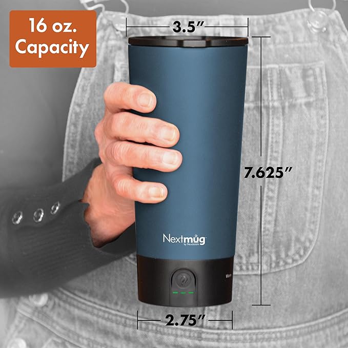 Nextmug Go - Temperature-Controlled, Self-Heating Travel Mug (Slate Blue - 16 oz.)