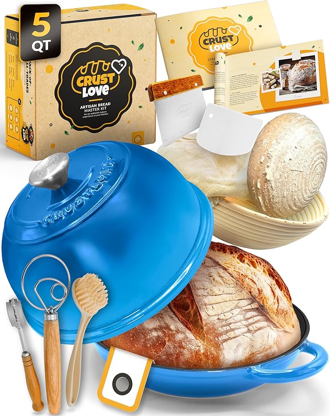 Dutch Oven Bread Baking - 5QT Enamel Bread-Dome - incl Sourdough Bread-Baking Suppliers like Dough