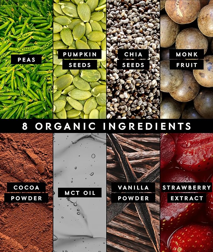 Truvani Vegan Pea Protein Powder | Chocolate Strawberry | 20g Organic Plant Based Protein | 1