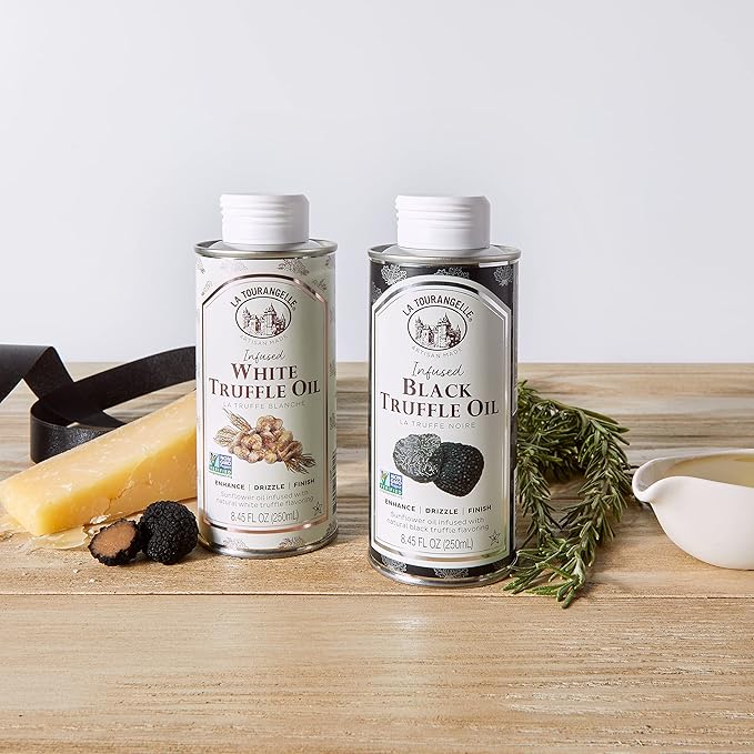 La Tourangelle, White Truffle Oil & Black Truffle Oil Set, Complex Gourmet Earthy Flavor for