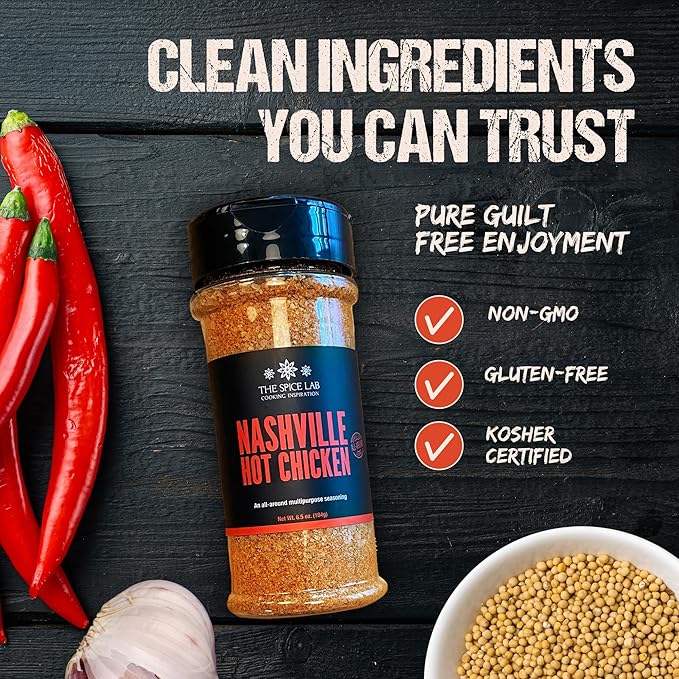The Spice Lab Nashville Hot Chicken Seasoning - All Purpose Spicy Dry Rub for Chicken Wing Dust