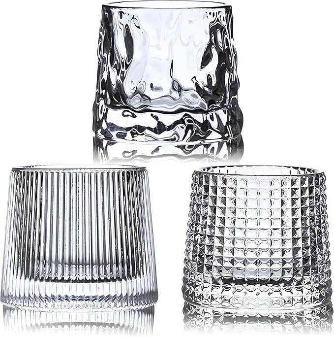 Flat bottom Crystal Whiskey Glasses, Premium 10oz Scotch Glasses Set of 3, Old Fashioned