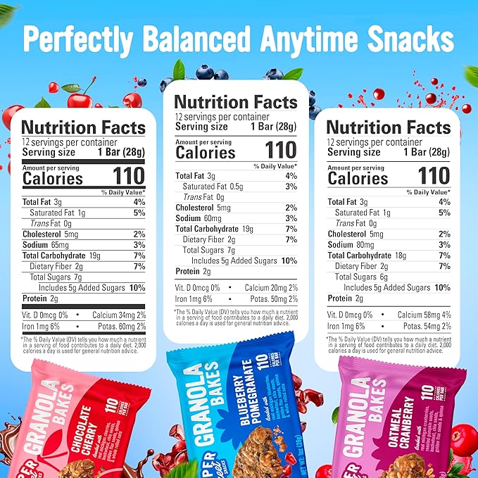 Cooper Street Granola Bakes (36 Count) – Soft and Chewy Breakfast Granola Bars Variety Pack – Nut