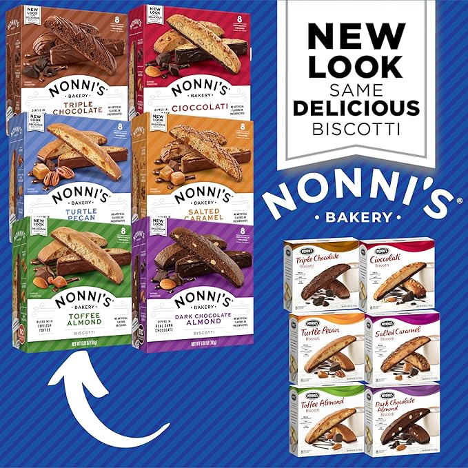 Nonni's Italian Biscotti Variety Pack - 6 Assorted Flavors - Holiday Snack for Christmas Cookies