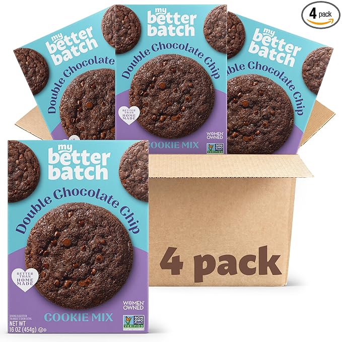 My Better Batch Double Chocolate Chip Cookie Mix, Gourmet Baking Mix for Homemade Taste, 4 Pack