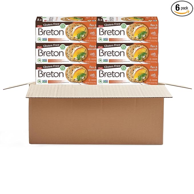 Dare Breton Gluten Free Entertaining Crackers, Original with Flax â€“ Gluten Free Party Snacks with