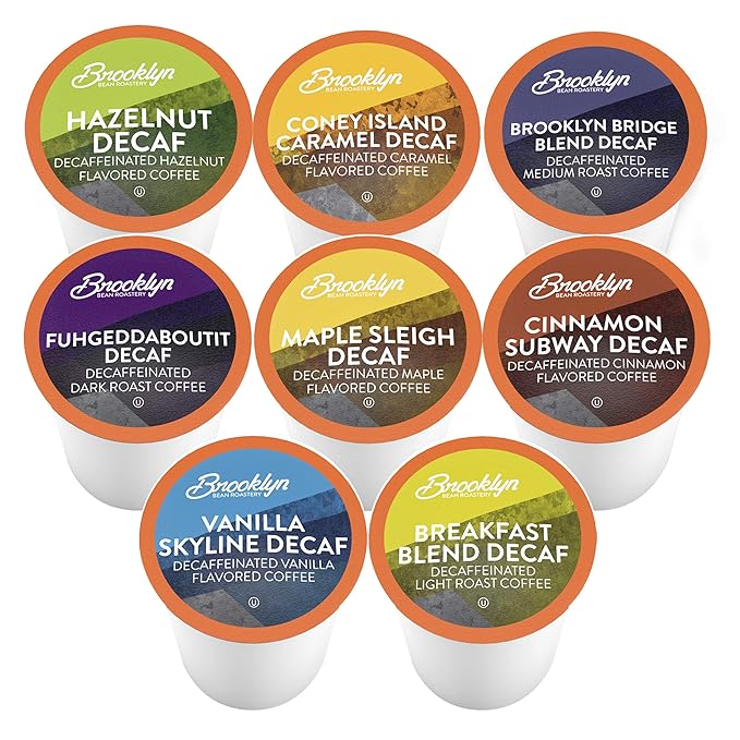 Brooklyn Beans Coffee Pods, Assorted Decaf Variety Pack - Compatible with Keurig K Cup Brewers