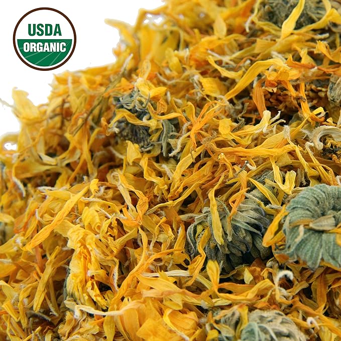 Calendula Tea 1LB (16Oz) 100% CERTIFIED Organic Whole Flower Calendula Herbal Tea (Calendula