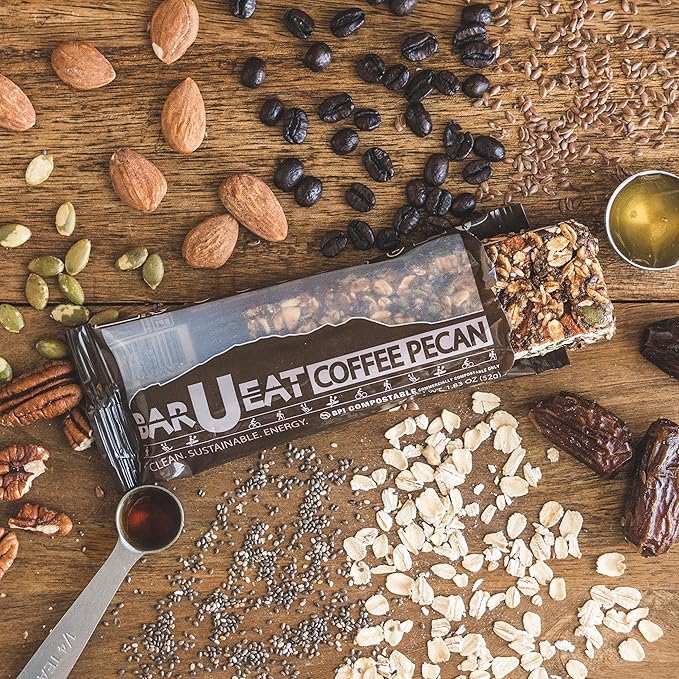 BAR-U-EAT Gluten-Free, Organic, Soft & Chewy Energy Bar. Whole Food Ingredients | Compostable