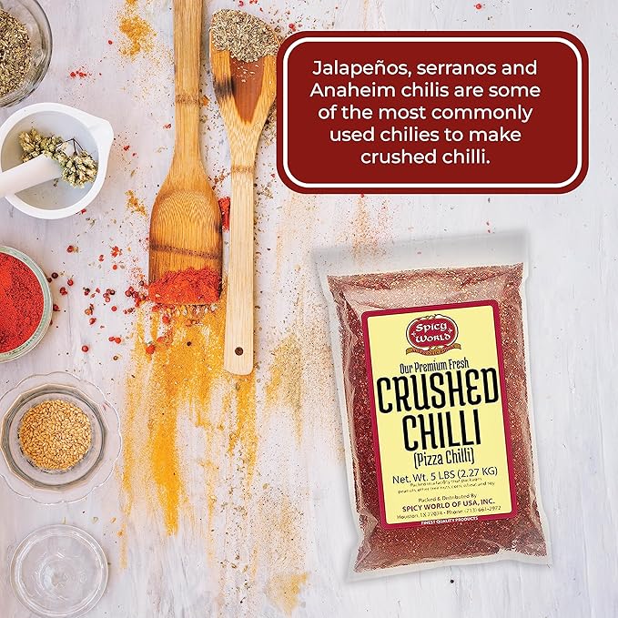 Crushed Red Pepper Flakes 5 Pound Bulk Value Pack - Chili Flakes - by Spicy World