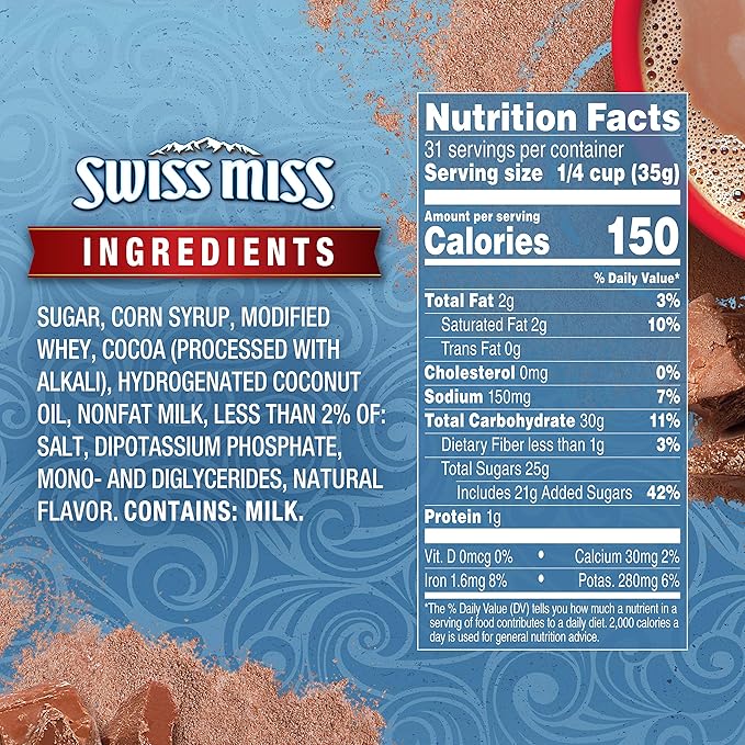 Swiss Miss Milk Chocolate Flavor Hot Cocoa Mix Canister, 38.27 Ounce (Pack of 12)