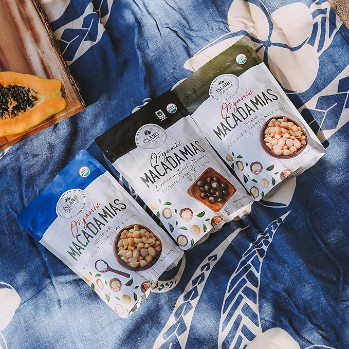 Island Harvest Organic Macadamia Nuts with Sea Salt - 100% Hawaiian Keto Friendly Nuts; All-Natural