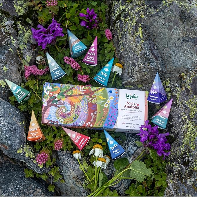 Lazika Tea Variety Pack with Lovely Presentation Box, Black, Green and Herbal Tea Sampler Gift Set