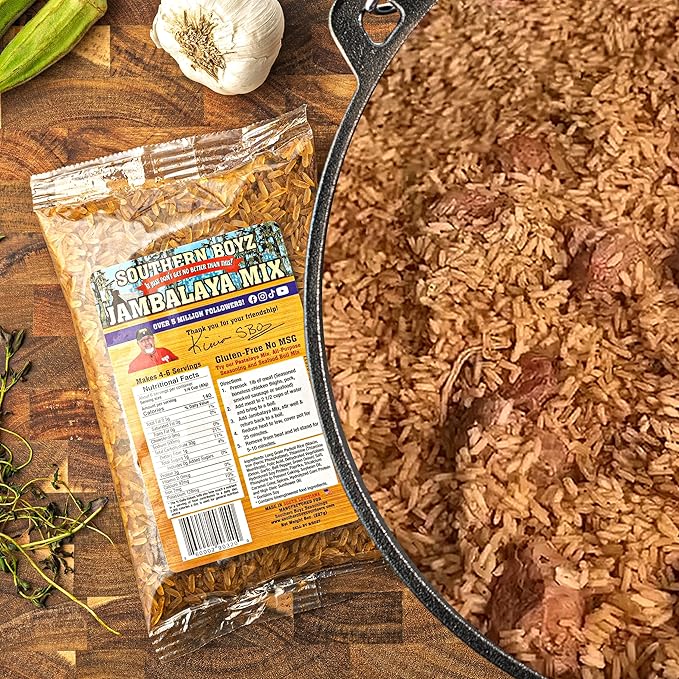 Southern Boyz Seasonings Jambalaya Mix With Rice, 8 Ounce Bag (No MSG, Gluten-Free Blend - Makes