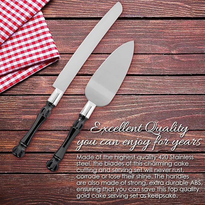 Homi styles Black Cake Knife and Server Set, Cake Cutter and Pie Spatula, Cake Server and Knife Set