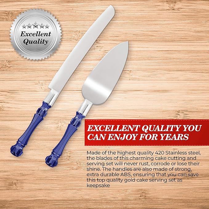 Cake Knife and Server Set, Cake Cutter and Pie Spatula, Cake Server and Knife Set with Acrylic
