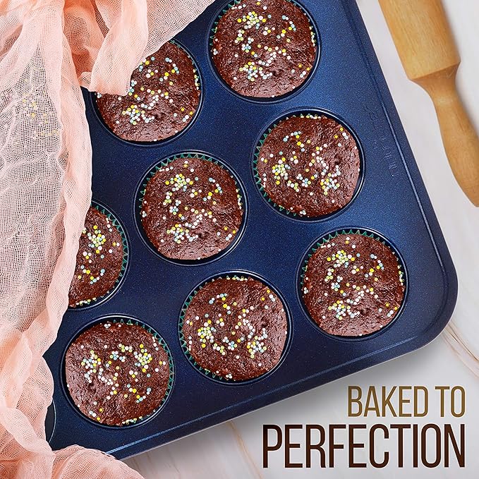 NutriChef 6-Piece Nonstick Baking Pans - Carbon Steel Non toxic Bakeware set with Cookie Sheets