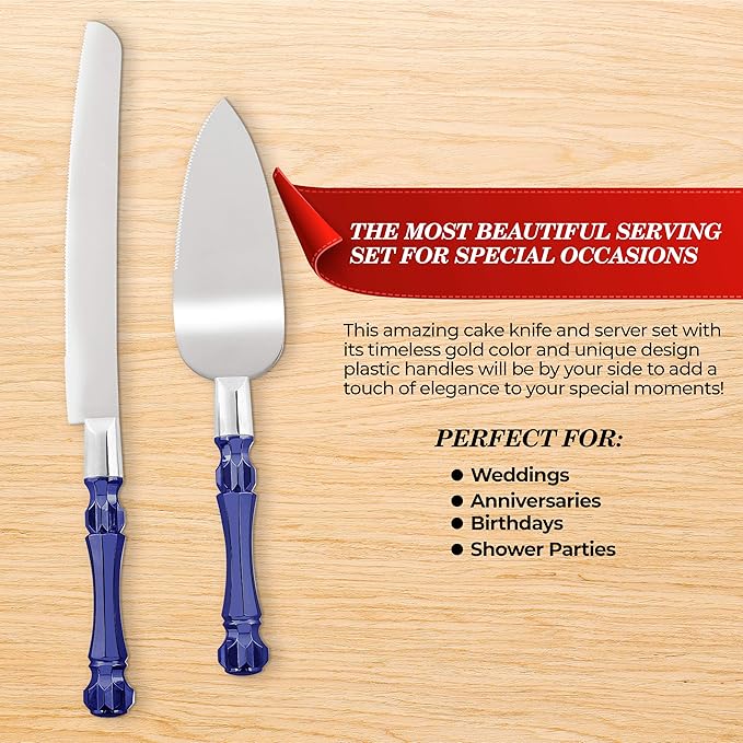 Cake Knife and Server Set, Cake Cutter and Pie Spatula, Cake Server and Knife Set with Acrylic