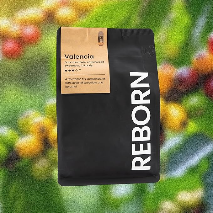 Reborn Coffee Specialty Whole Bean Coffee, Medium Roast, 12 Ounce, Premium Valencia Signature