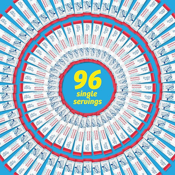 Singles T棘 Go Powder Packets, W逵ter Drink Mix, Strawberry Lemonade, 96 Singl筠 Servings (Pack of 12)