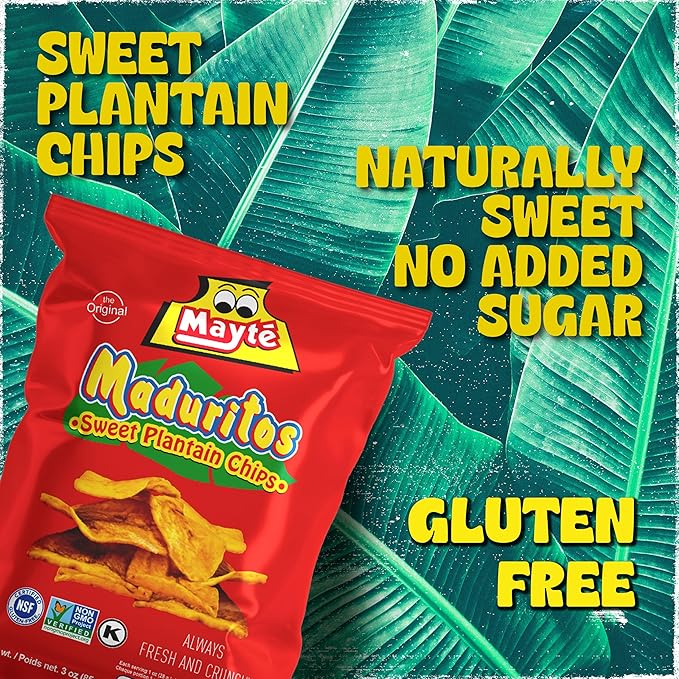 Mayté Maduritos Sweet Plantain Chips – 30 Individual Packs (3oz Each) – Crunchy, Savory, Healthy
