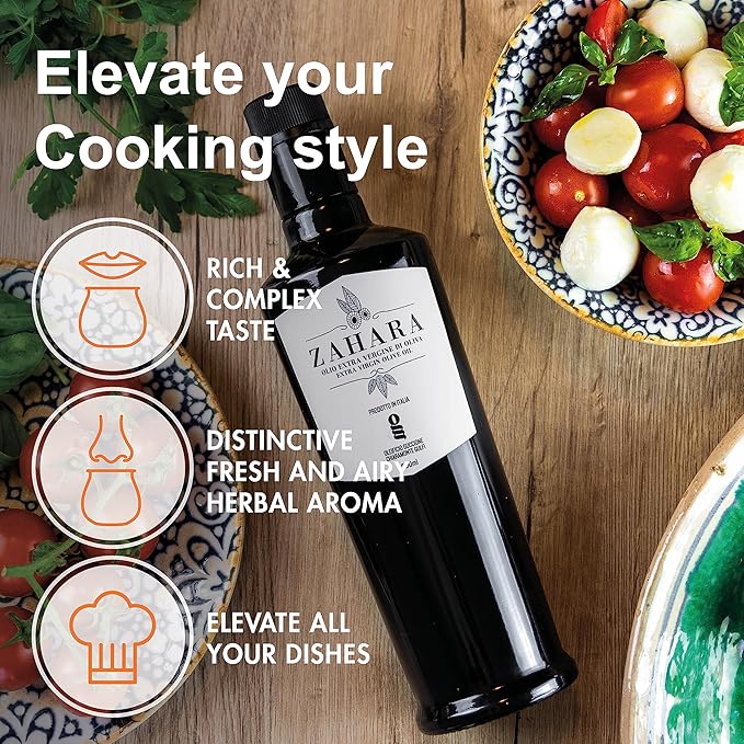 Zahara Extra Virgin Olive Oil from Italy | Sicilian Pure EVOO | Premium Early Harvest Cold Pressed