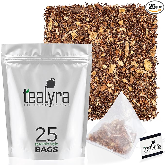 Tealyra - Rooibos Coconut Vanilla Chai - 25 Bags - Ginger Cinnamon - Red Bush Rooibos Herbal Loose
