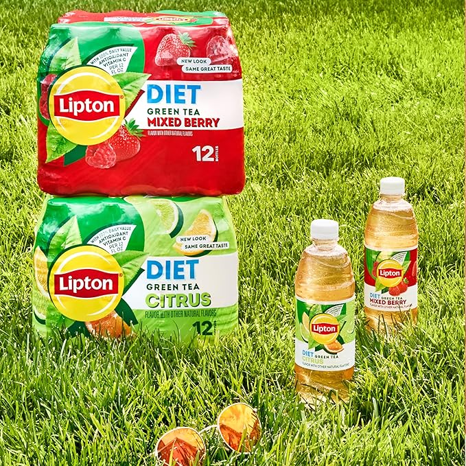 Lipton Diet Mixed Berry Green Tea, 16.9 Fl Oz Bottles (Pack of 12)