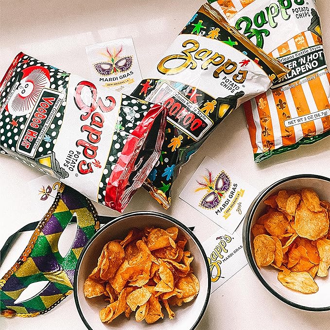 Zapp's New Orleans Voodoo Potato Chips, 42 Count - Crunchy, Gluten Free Snack with Salt, Vinegar