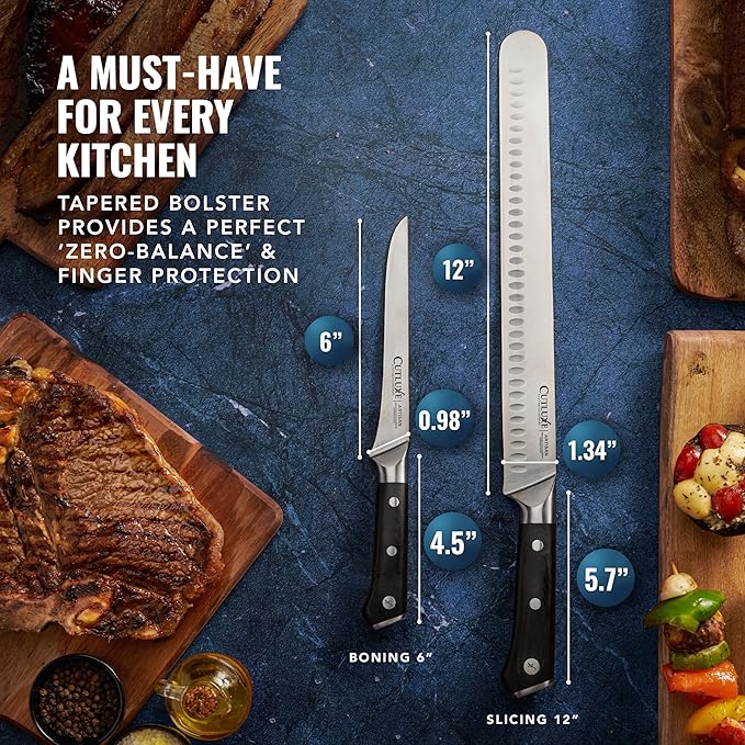 Cutluxe BBQ Carving Knife Set – Brisket Slicing and Boning Knife for Meat Cutting – Professional