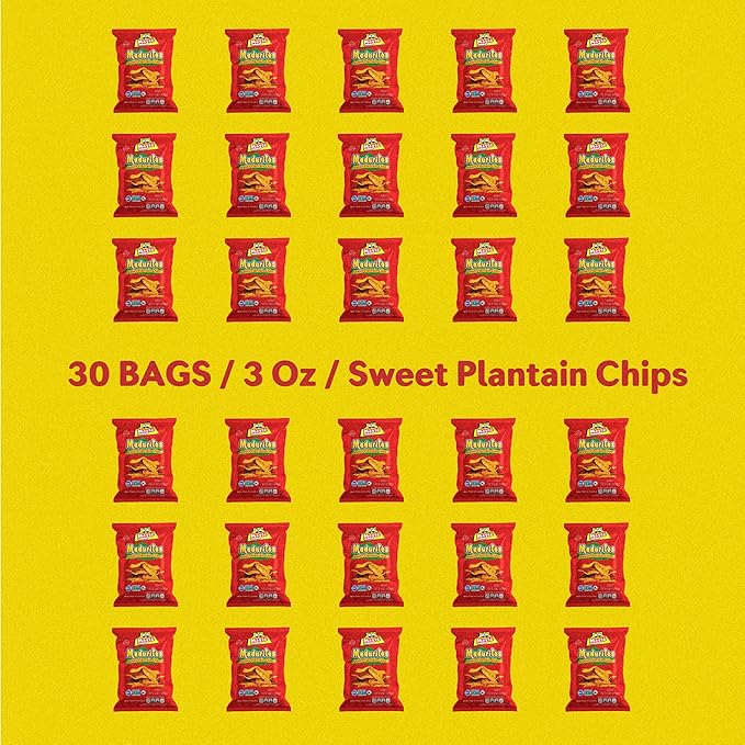 Mayté Maduritos Sweet Plantain Chips – 30 Individual Packs (3oz Each) – Crunchy, Savory, Healthy