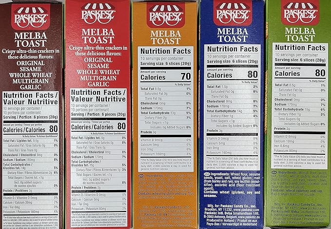 Only Kosher Candy Melba Toast Flatbread Crackers Kosher Certified Delicious Snack Crackers, Variety